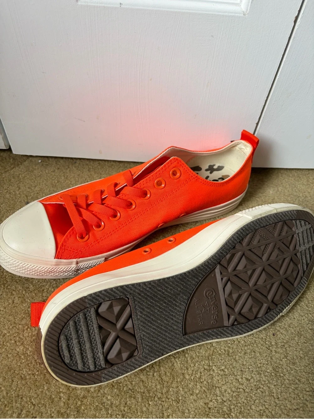 Converse Low-Top Orange Canvas Sneakers with White Toe